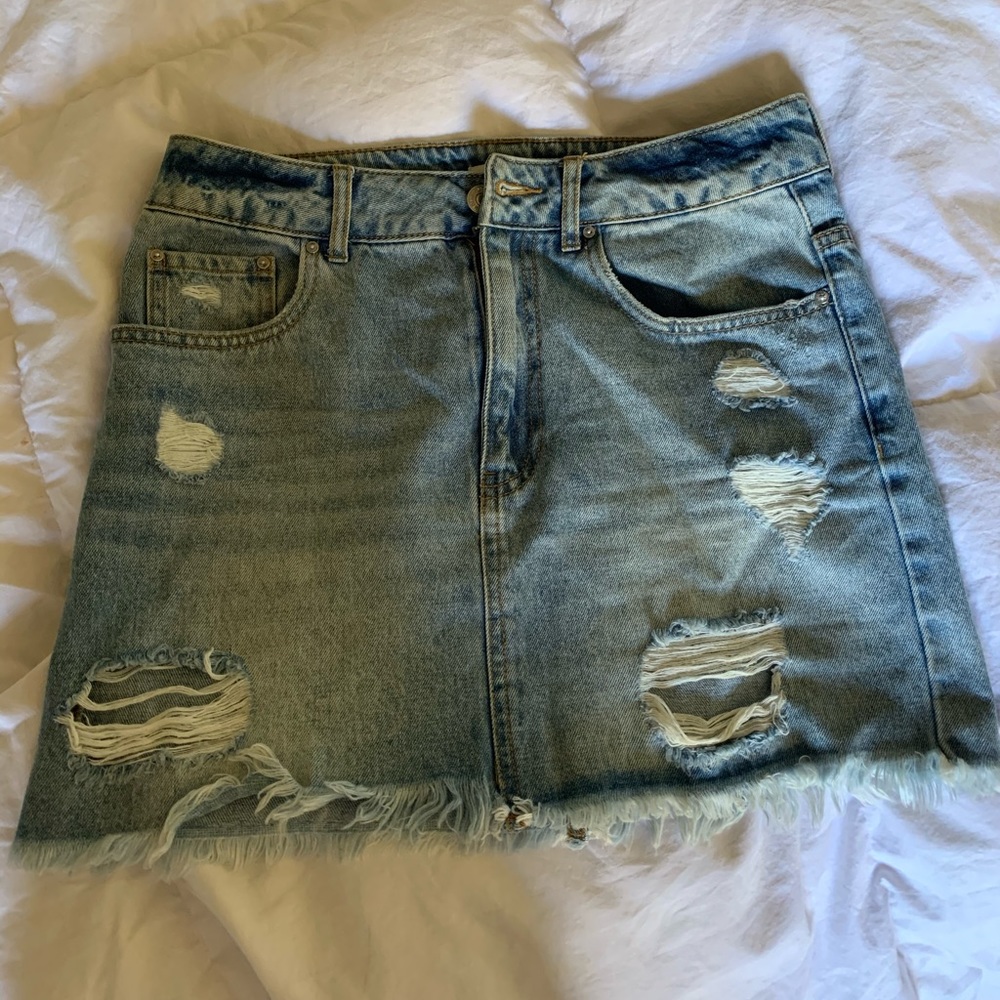 Light blue denim skirt